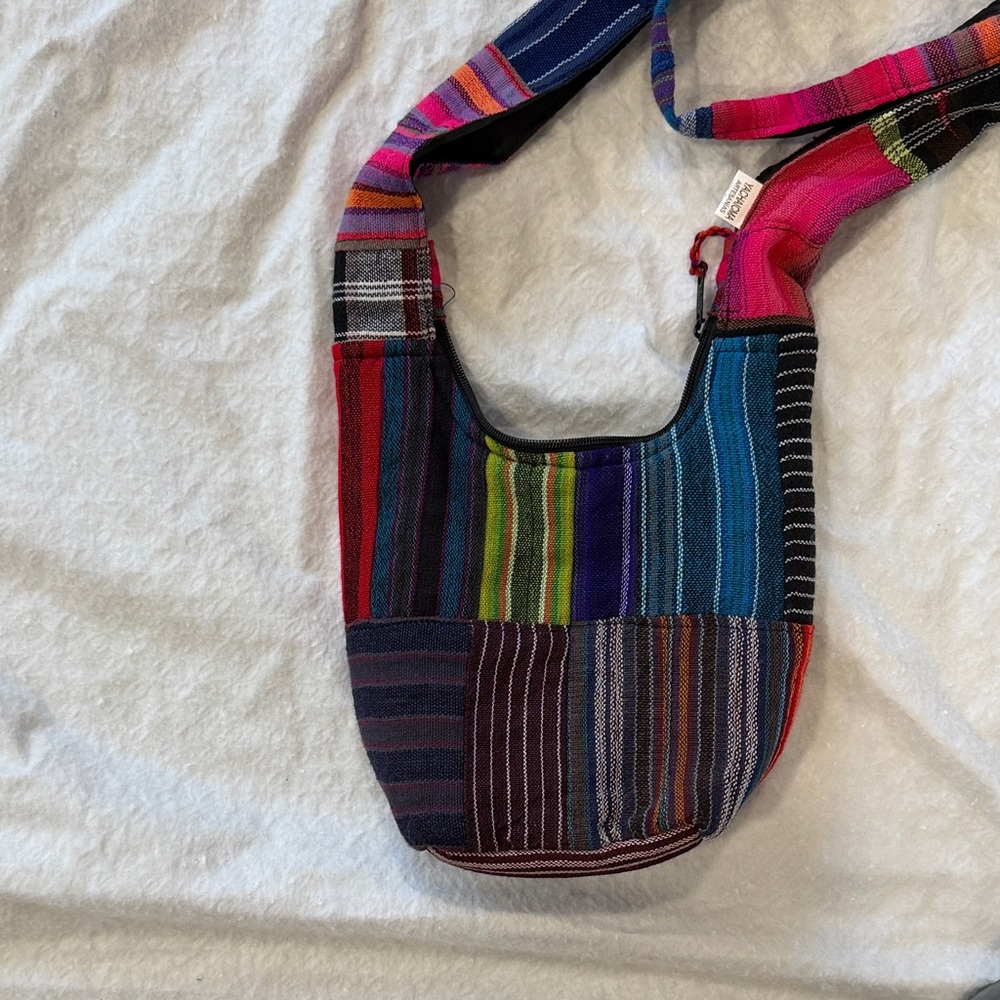 Handcrafted Multi-Color Patchwork Crossbody Bag - Picture 2 of 8